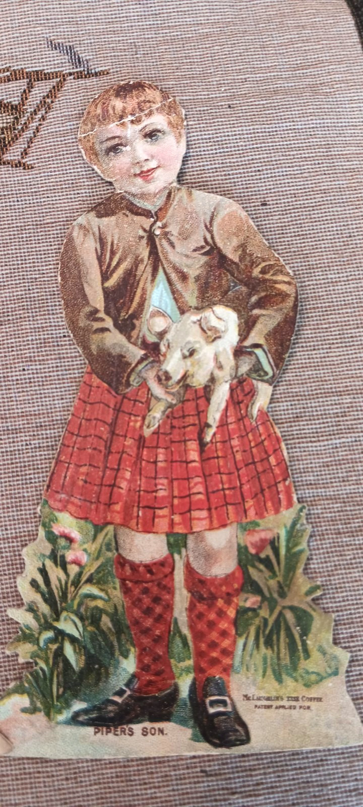 Antique 1880s Advertising Diecut Card with Pig. McLaughlin XXXX Coffee RARE