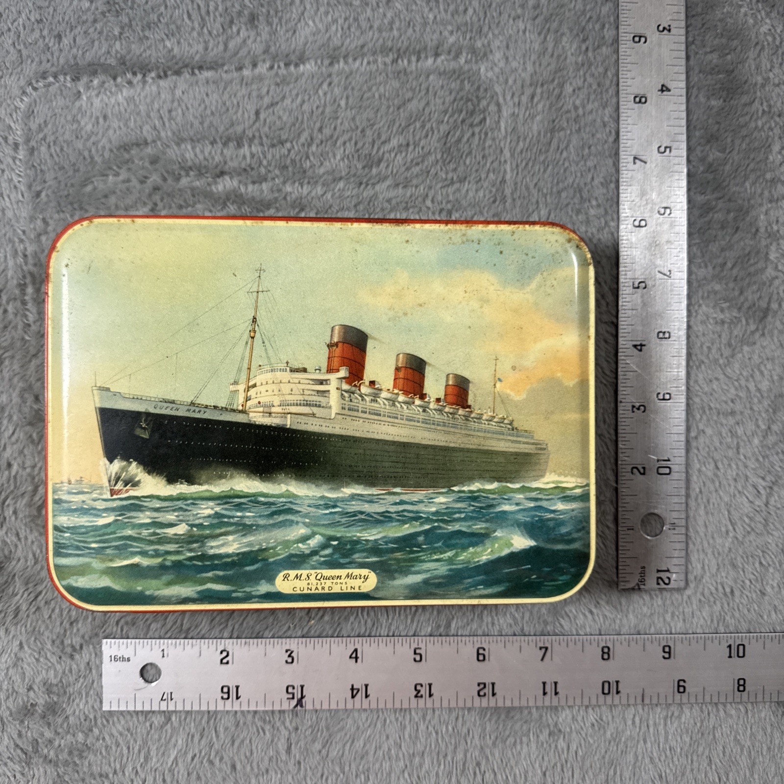 🚢 Vtg 1950s Bensons Cunard RMS Queen Mary Ocean Liner Candy Tin England