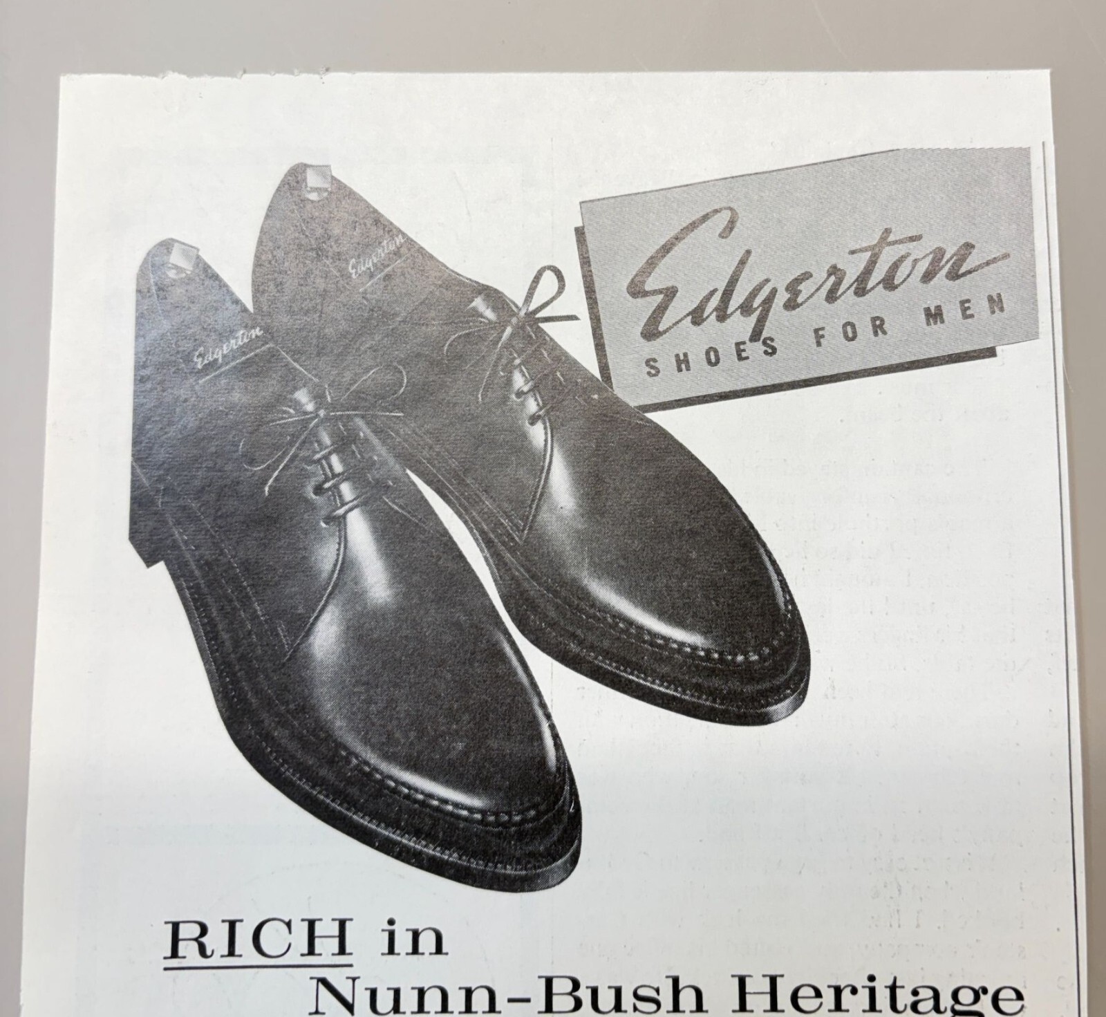 Edgerton Shoes for Men Vintage Print Ad 1960s Nunn Bush Heritage Diplomat
