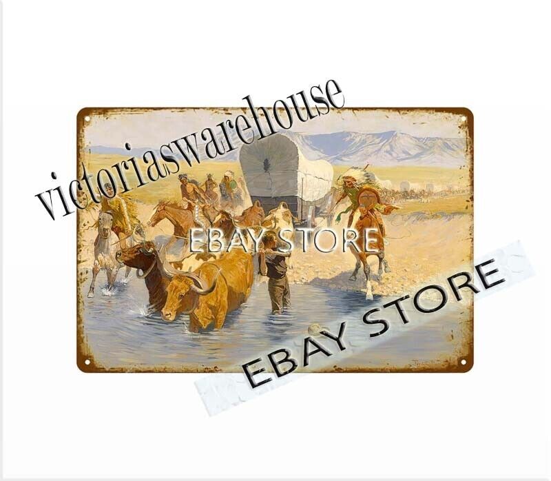The Emigrants natvie American Indian Frederic Remington tin sign plaque