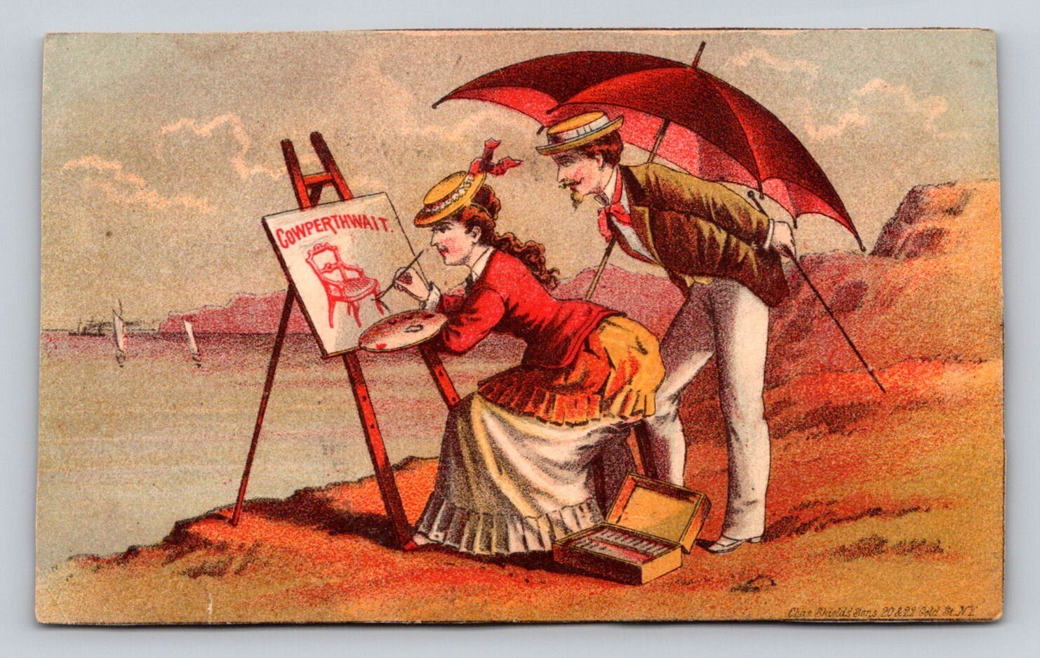 B M Cowperthwait Furniture Carpets Woman Artist Easel Painter P813