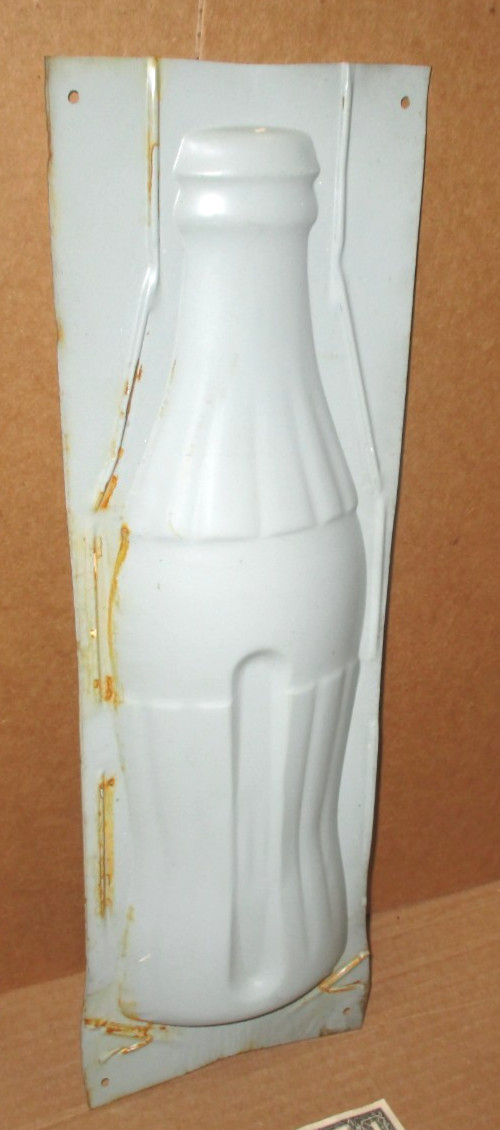 Coke Coca-Cola – Bottle Shaped — DE-BOSSED — Thermometer Sign — FACTORY ERROR