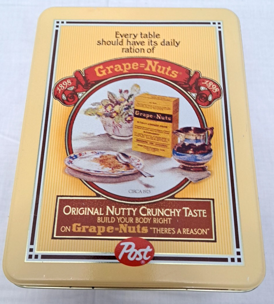 Original Nutty Post Grape Nuts Cereal Storage Tin Collectors Vintage Replica