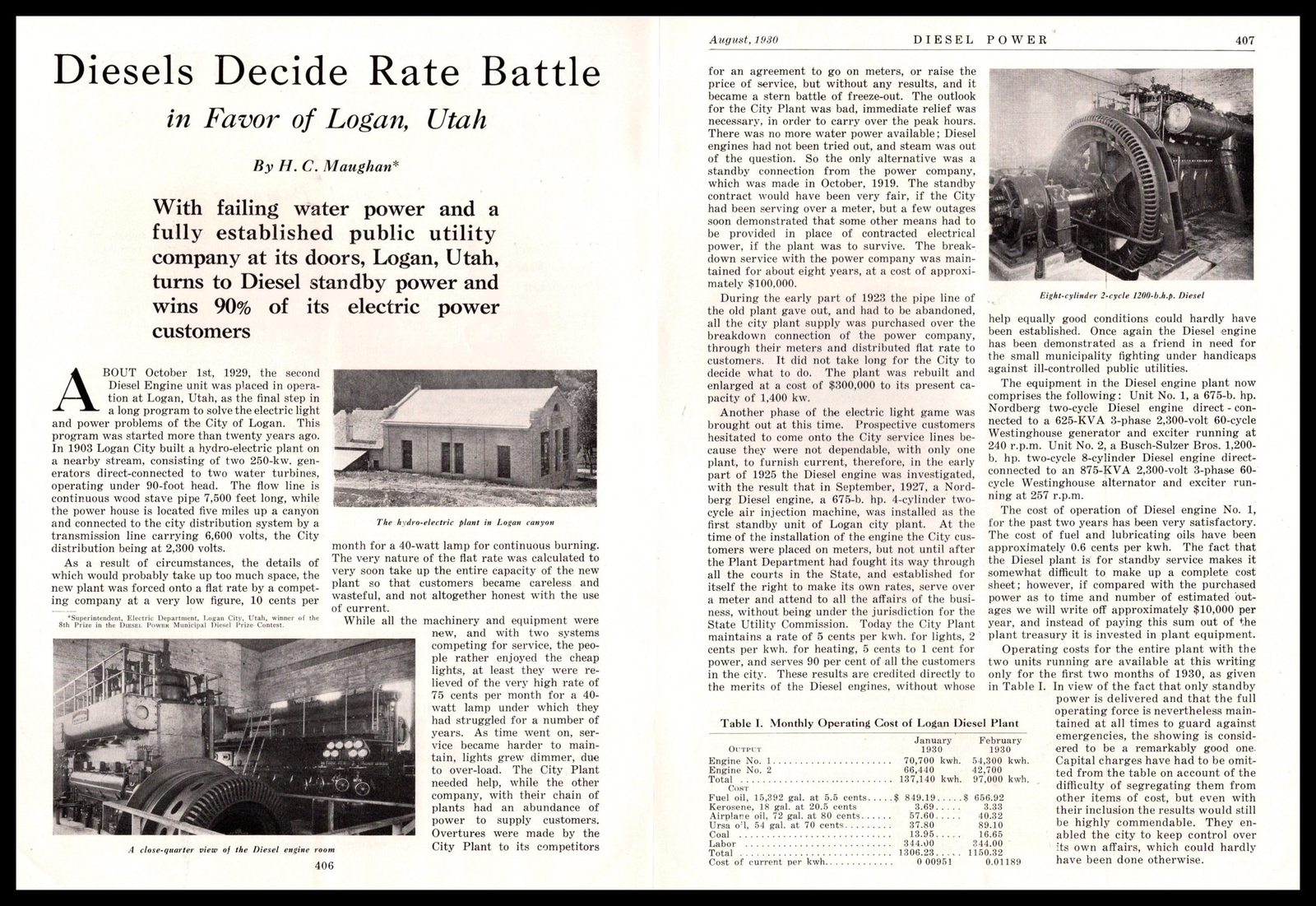 1930 Logan Utah Diesel Power Engine Plant Photos Article 2-Page Vintage Print Ad