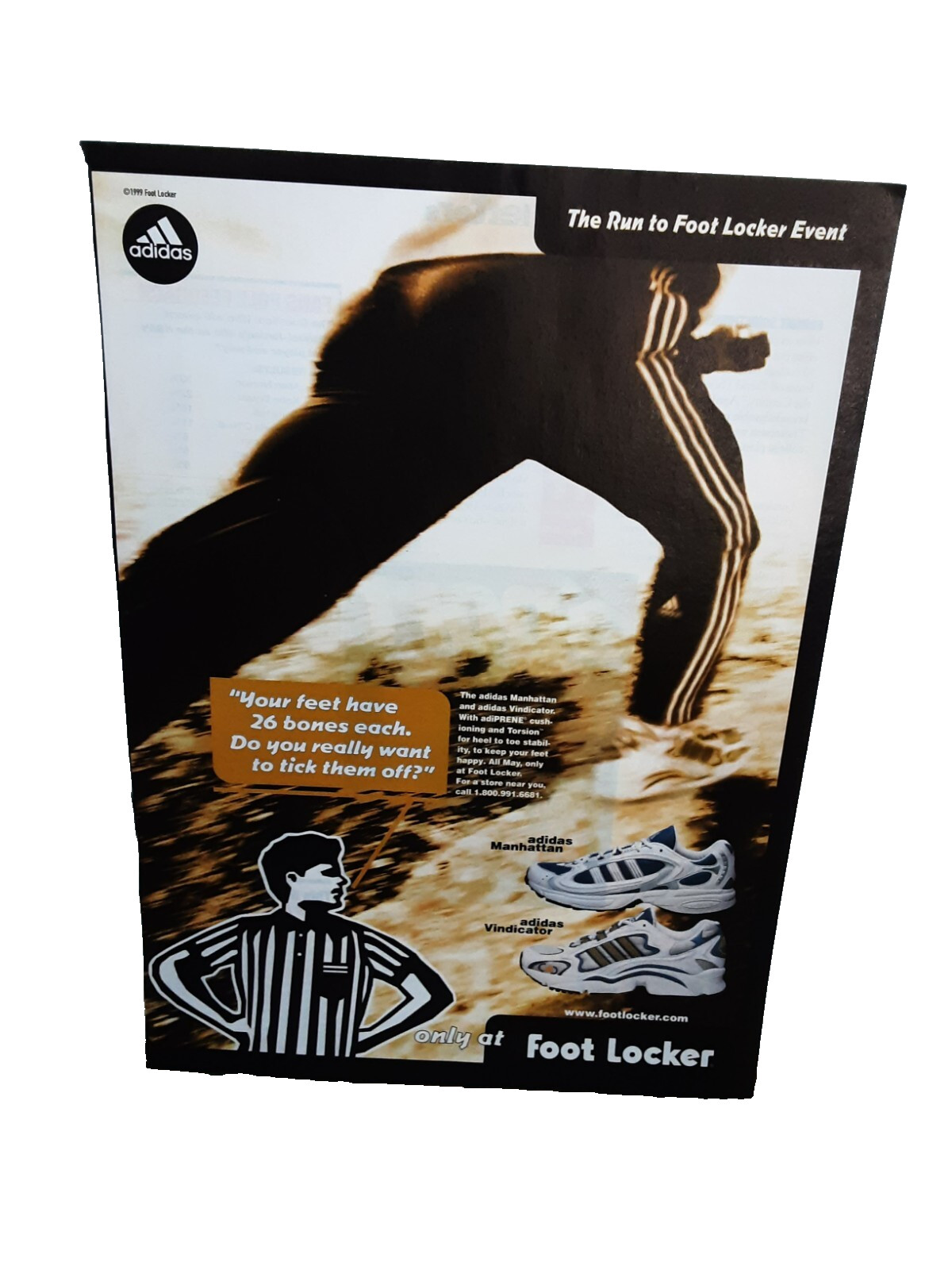 1999 Footlocker adidas Vindicator and Manhattan Shoes Original print ad vintage