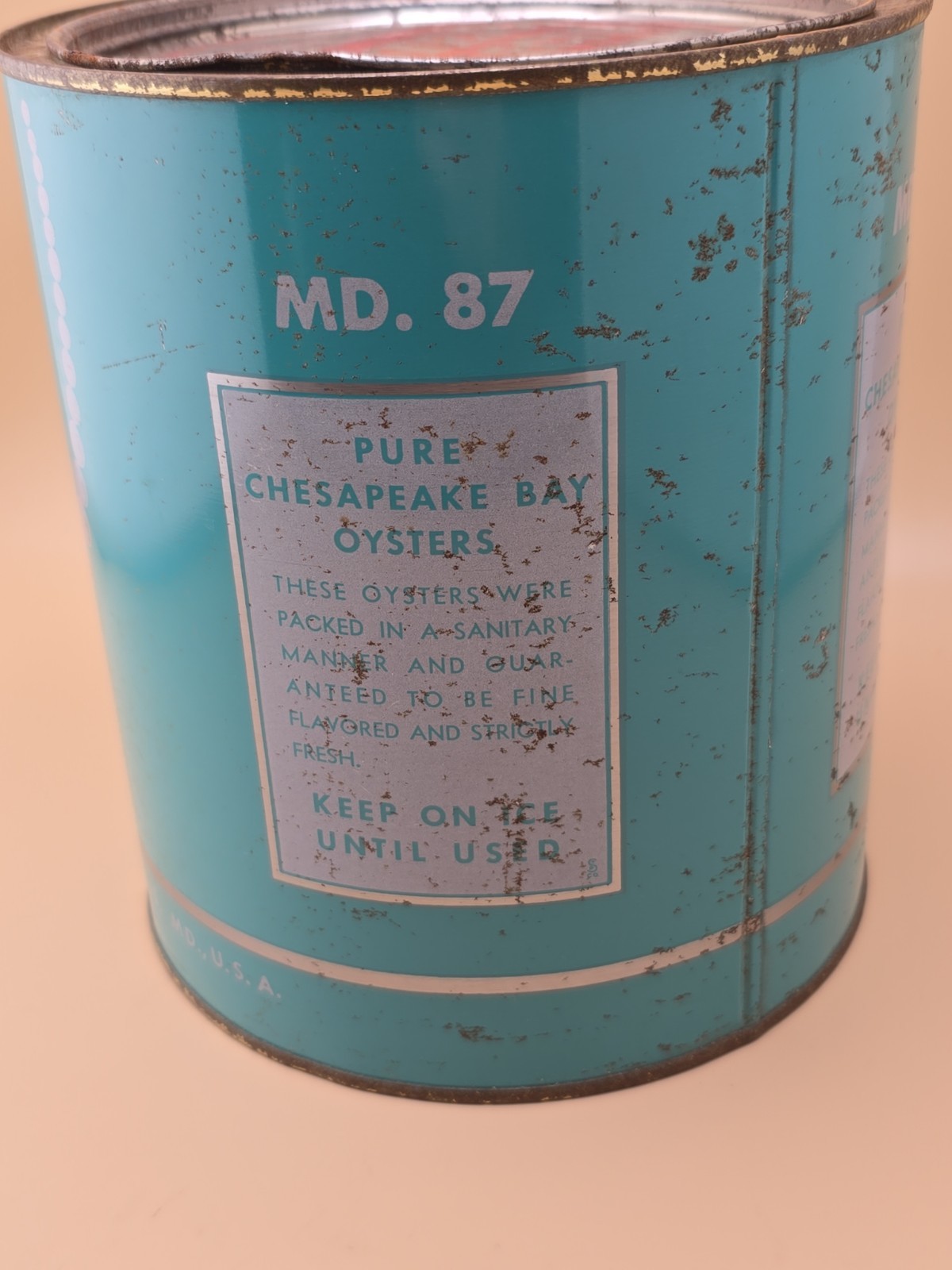 Vintage Pearl Brand 1 Gallon Oyster Can Eastport Annapolis MD Chesapeake McNasby