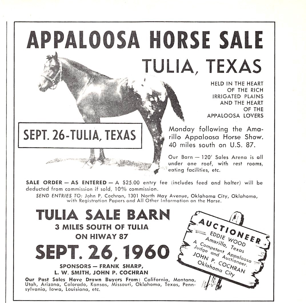 Appaloosa Sale Barn Frank Sharp L W Smith John Cochran Tulia Texas Vtg Print Ad