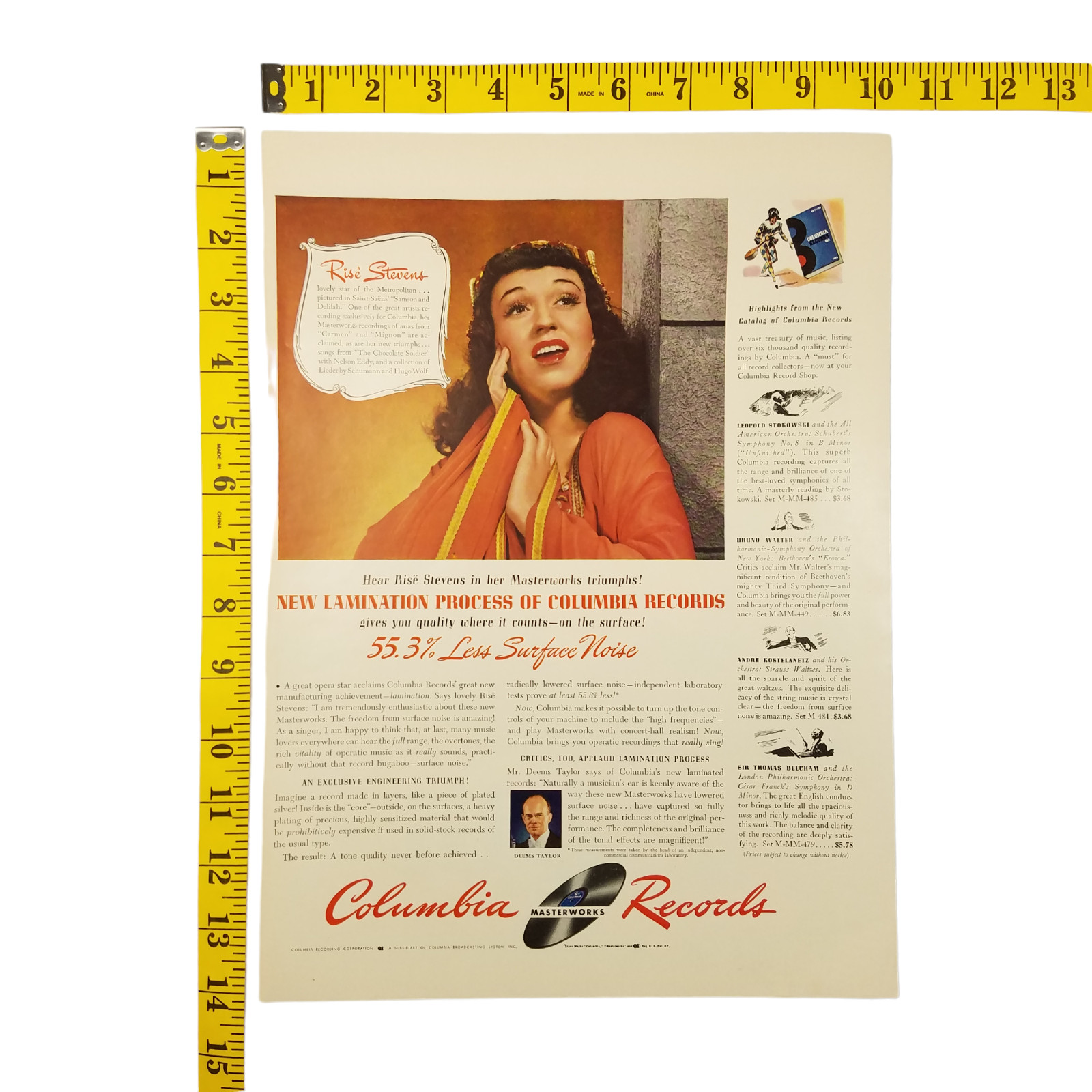 1942 Columbia Records Vintage Print Ad Masterworks Rise Stevens Opera Star