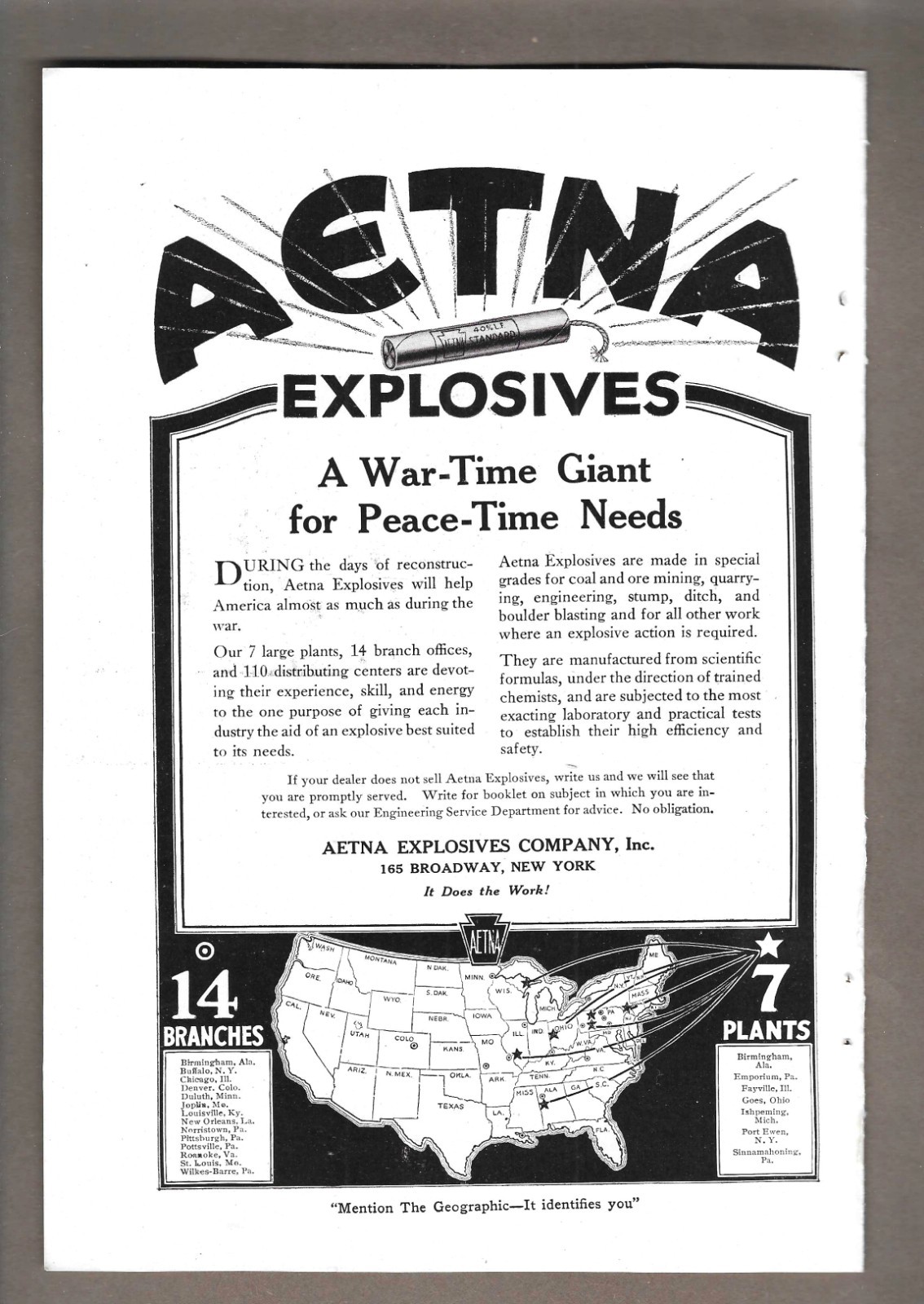 1919 Aetna Explosives Company & Dodge Sales Engineering Company Vintage Ads