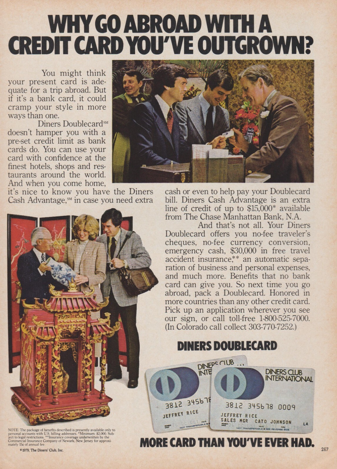 1979 Diners Club Doublecard Credit Card – “Why Go Abroad With” – Print Ad Photo
