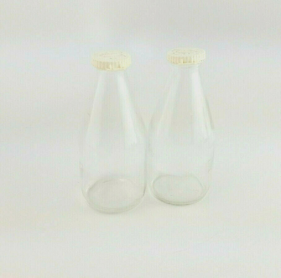 RARE Vintage pair of Miller High Life bottles Plastic lids (Rare White top)