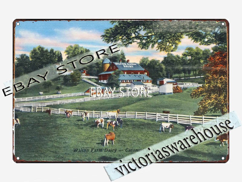 1930-45 Wilton Farm Dairy Catonsville 28, Maryland tin sign pub garage plaque