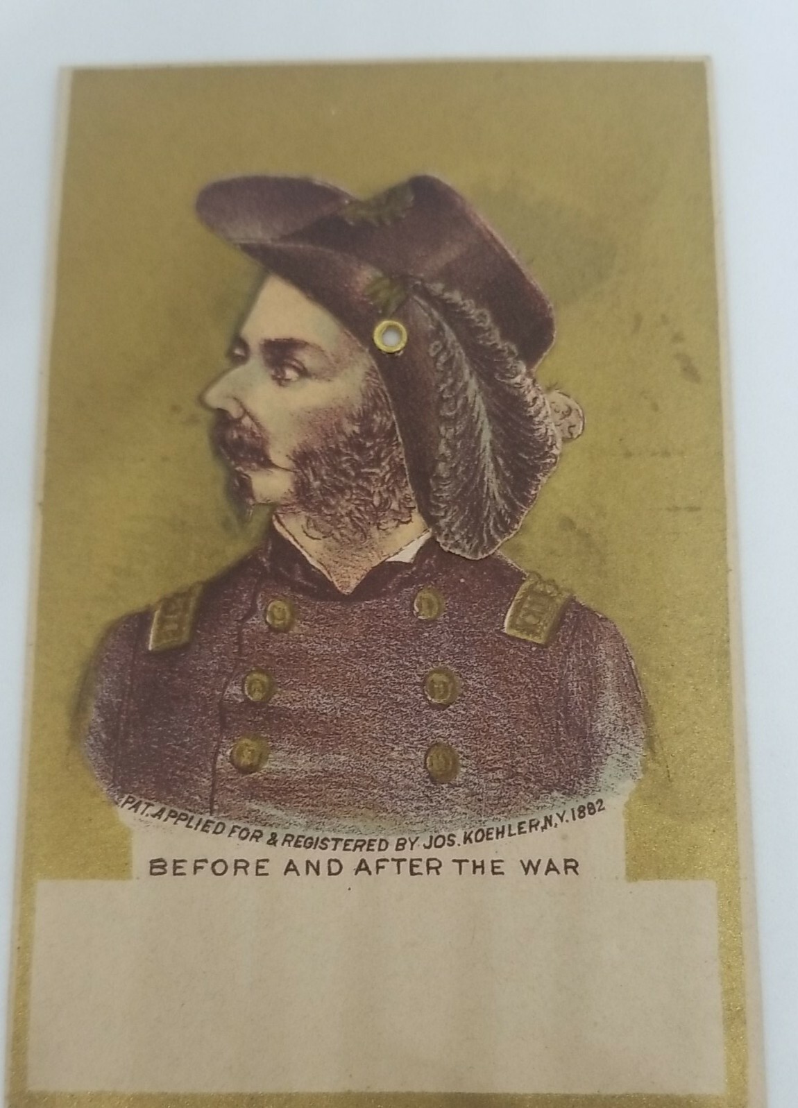 Antique 1882 Mechanical Trade Card Civil War Veteran Before & After War