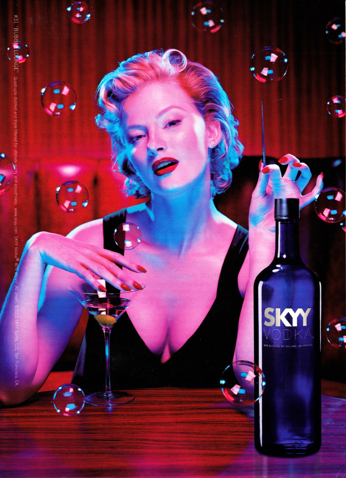 SKYY VODKA AD #31 RARE 2003 & 2004 OOP #31 BUBBLE LOUNGE GRETCHEN MOL