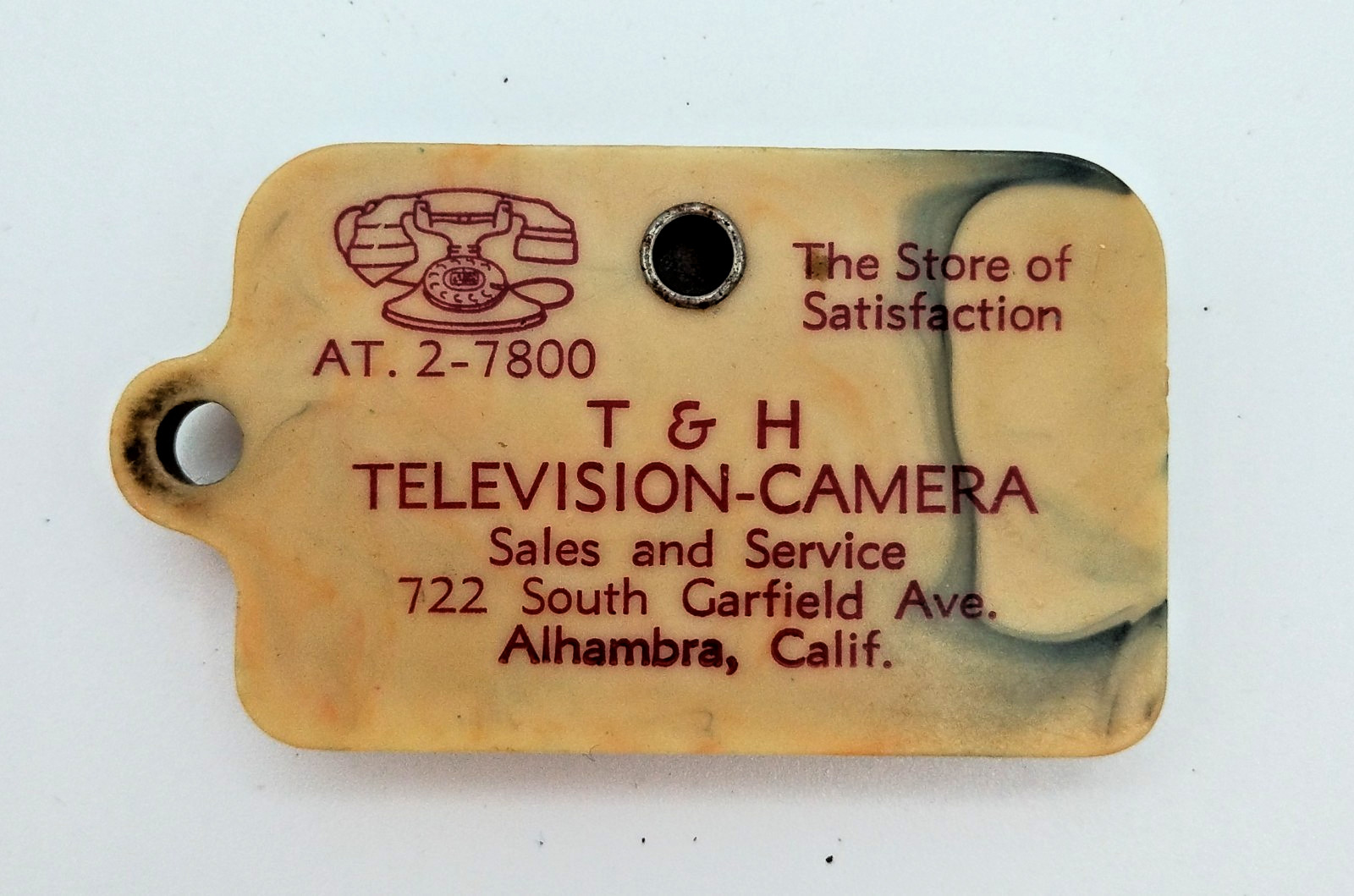 Bakelite Token Coin Holder Keyring T & H Television Camera Alhambra CA