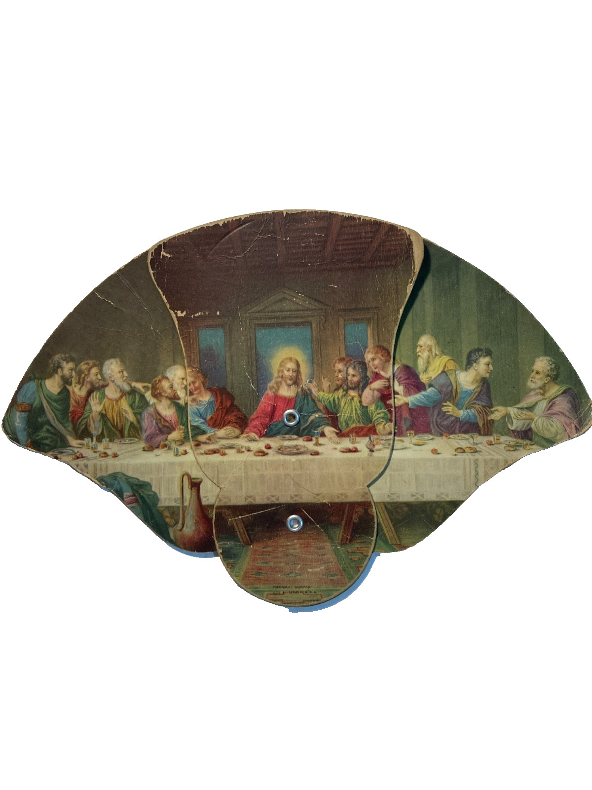 Last Supper Trifold Hand Fan Davis Funeral Church Leavenworth KS, The Shaw Co.