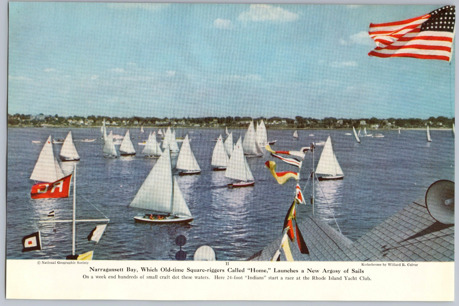1948 Rhode Island Yacht Club View Narragansett Bay Nat Geo Frameable Print Photo