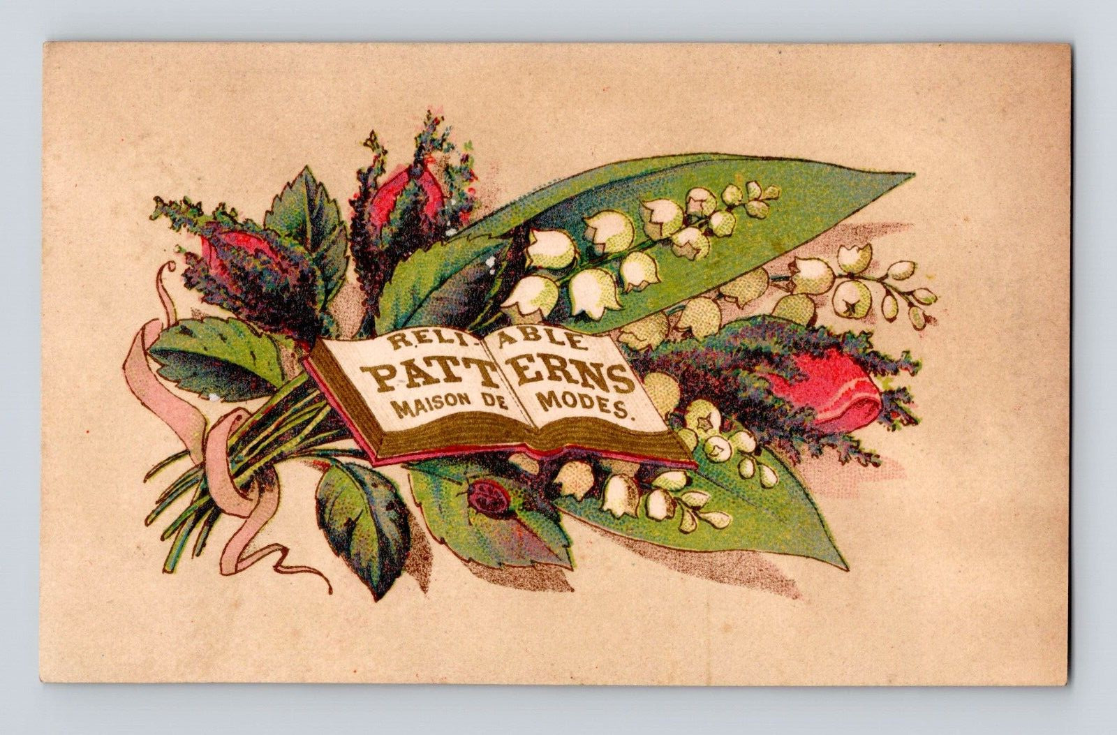Demorest Patterns Lilly of the Valley Victorian Trade Card Nice Back