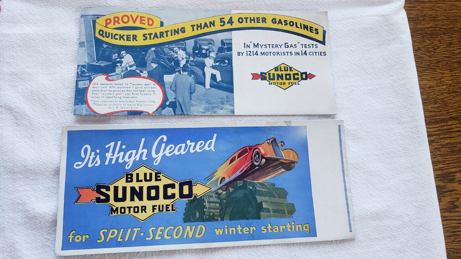 vtg advertising blue sunoco ink blotter gas motor oil
