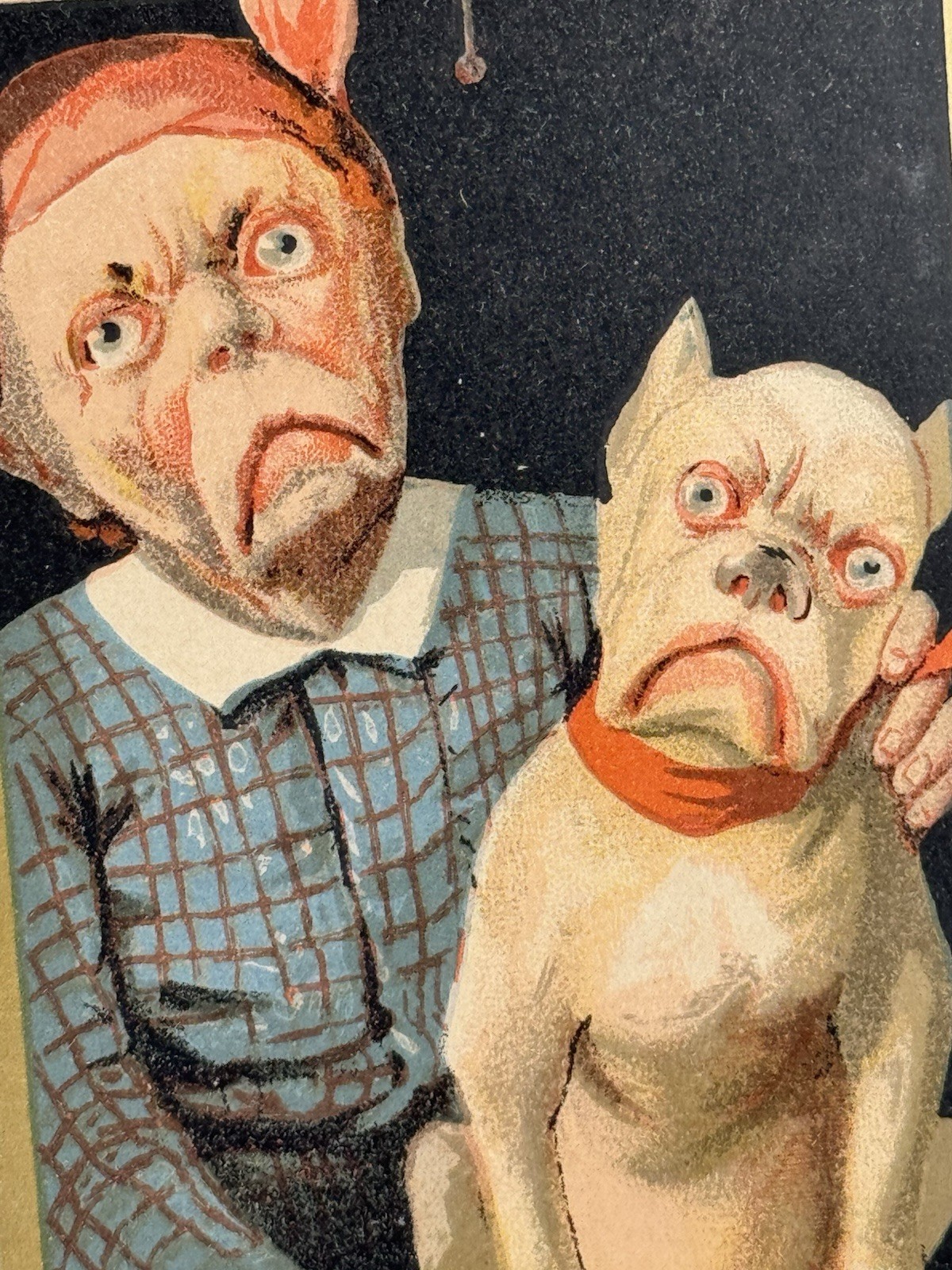 1890s Comical Dog & Man Lookalike Staring Out Of Window Copyright Hy. Seidler