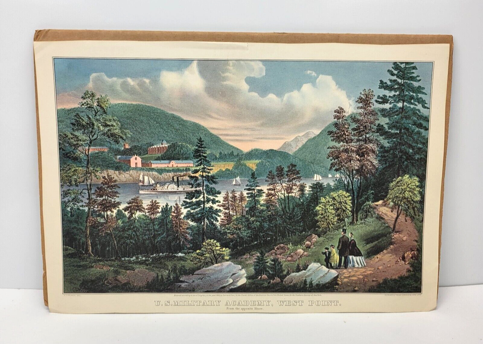 Currier & Ives Lithograph West Point Academy 1954 Calendar Travelers Insurance