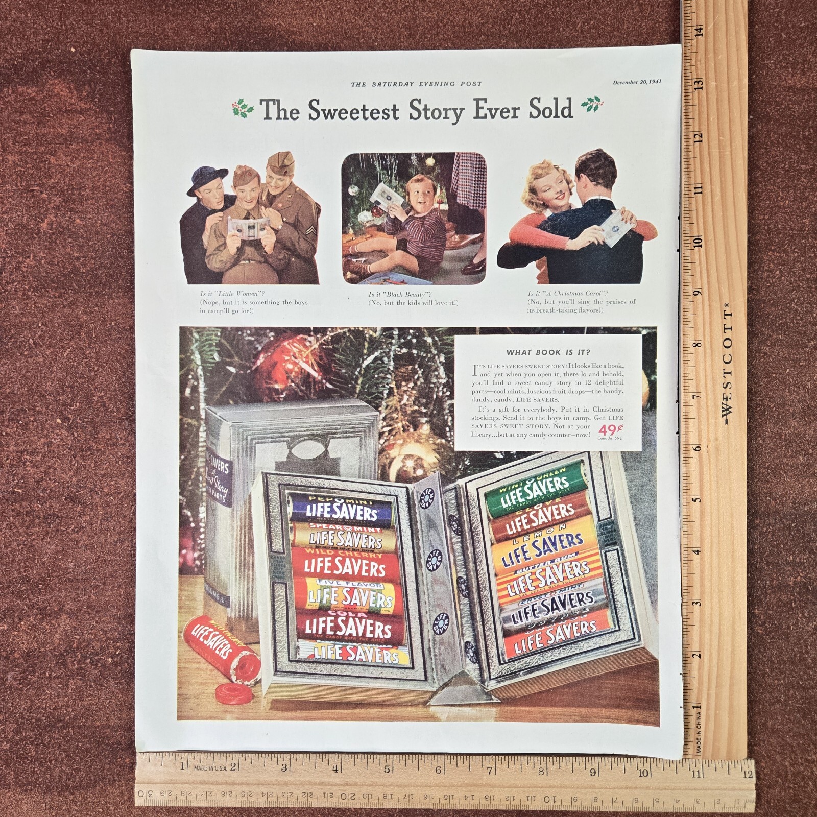 1941 Life Savers candy WW2 U.S. Soldier vintage photo print Full Page Ad