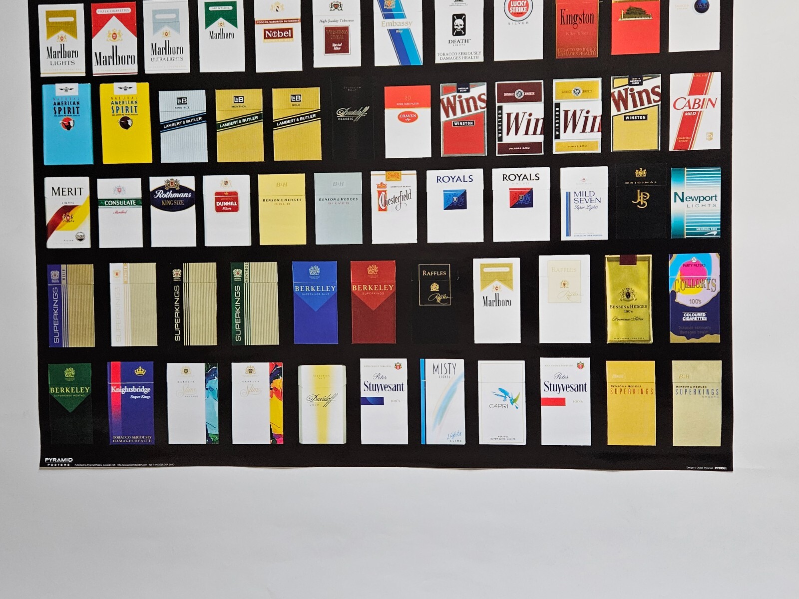AD POSTER ~ Cigarettes of the World 2004 Pyramid Tobacco Packs 24×36″ Marlboro