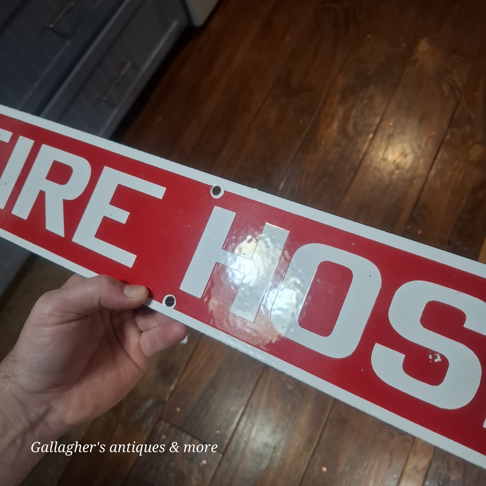 Lot Of 3 Vintage Enameled Porcelain Signs Wells fargo Voltage Fire Hose