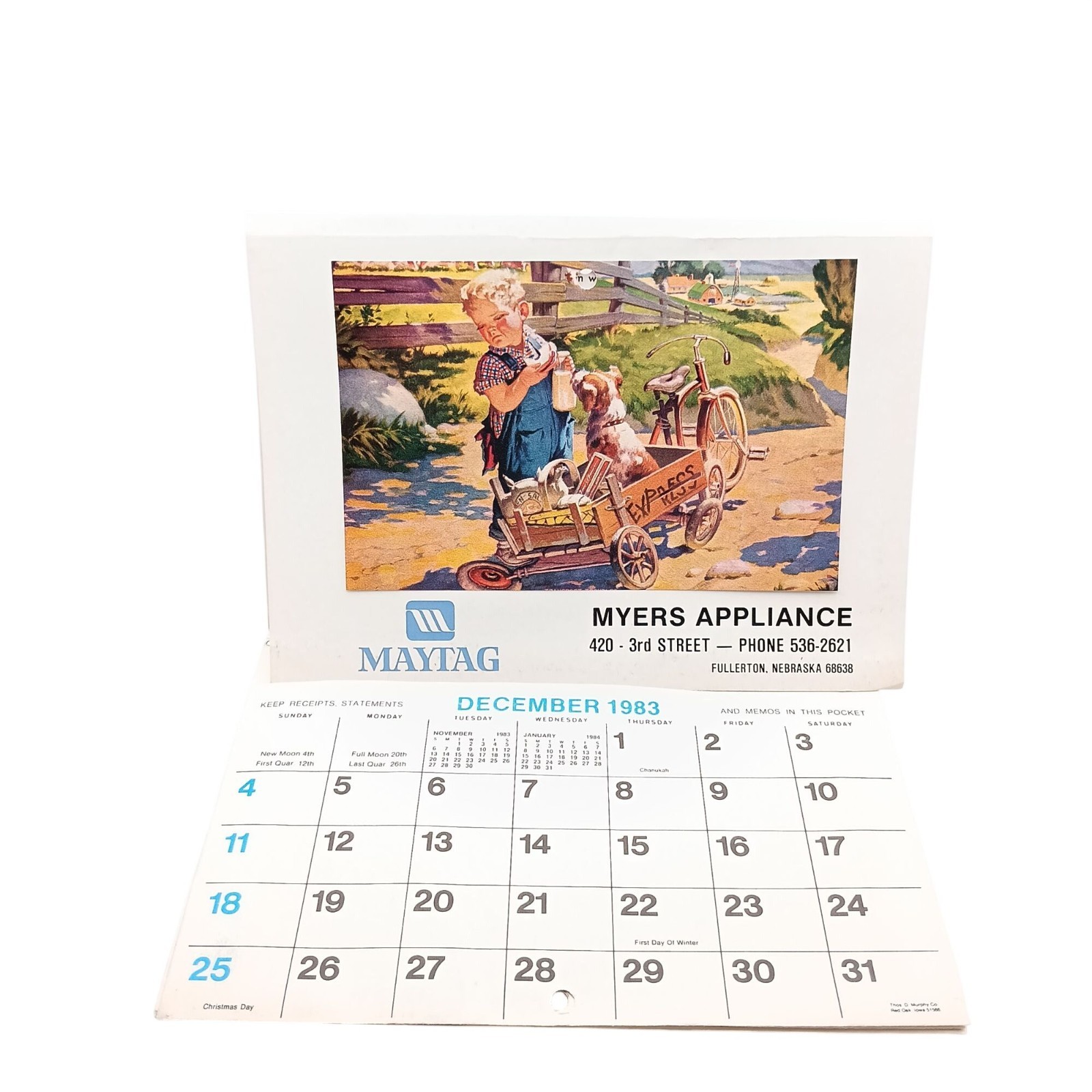 Vintage 1983 Maytag Advertising Calendar With Illustrations & Recipes Fullerton