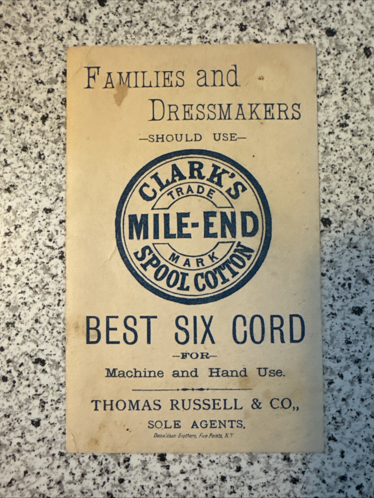CLARKS Mile-End Spool Cotton Thread – Thomas Russell Co – Victorian Trade Card