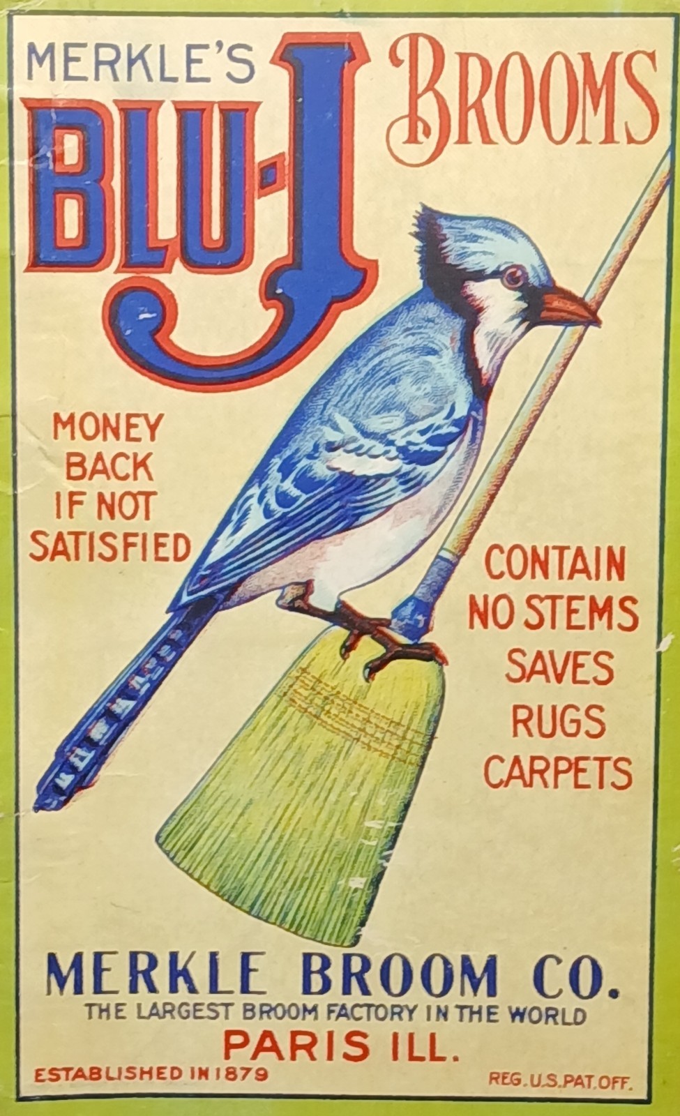 1935 Vintage Merkle Blu-J Broom Advertising Ink Blotter Dunmires Altoona PA
