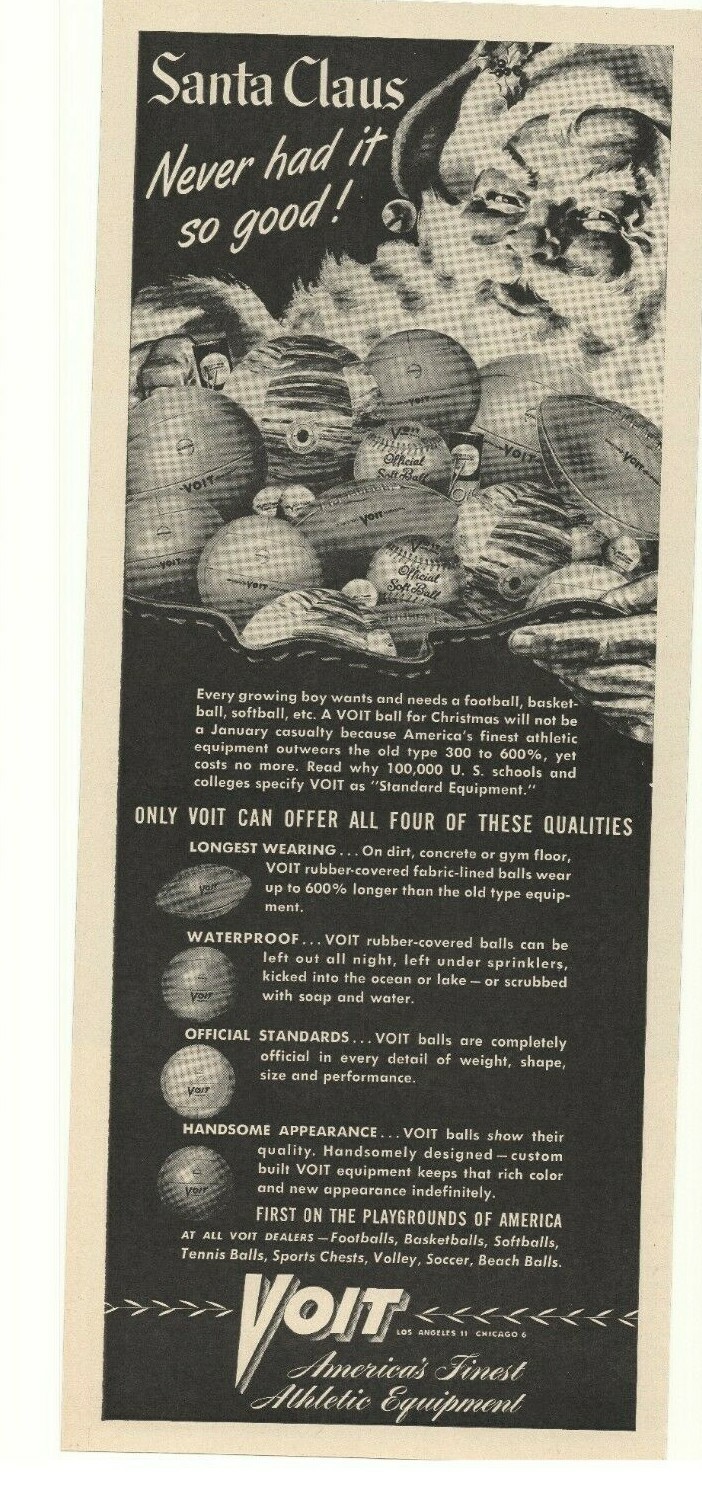 1947 Voit Athletic Equipment Advertisement Los Angeles & Chicago