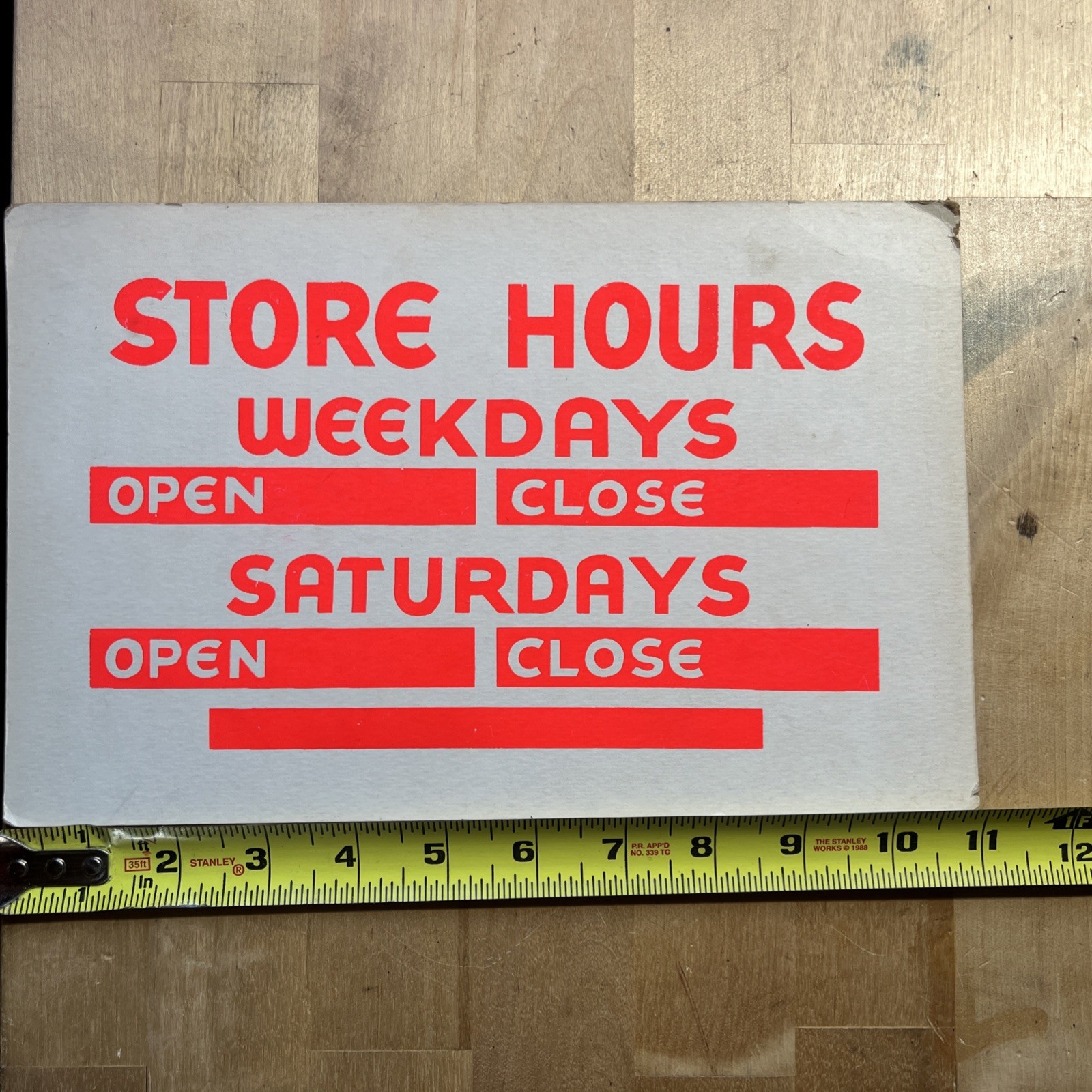 Vintage New Jersey 3% Sales Tax Store Sign Display & Store Hours – Z2