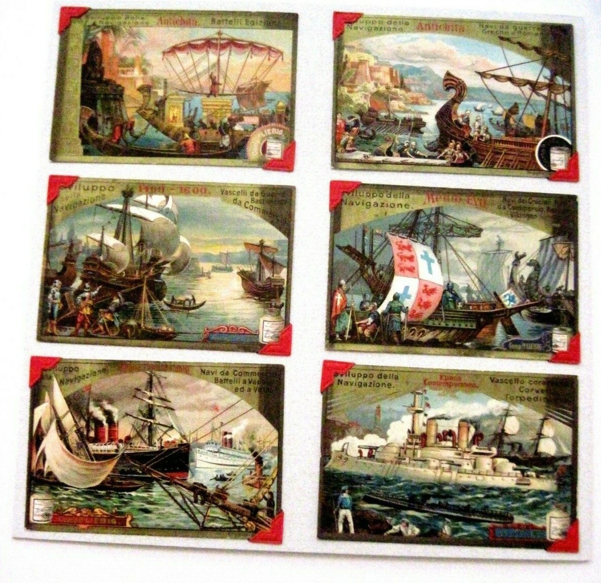 1895 Trade Card Set – Liebig’s Fleisch-Extract -Evolution of Ships – S453 *