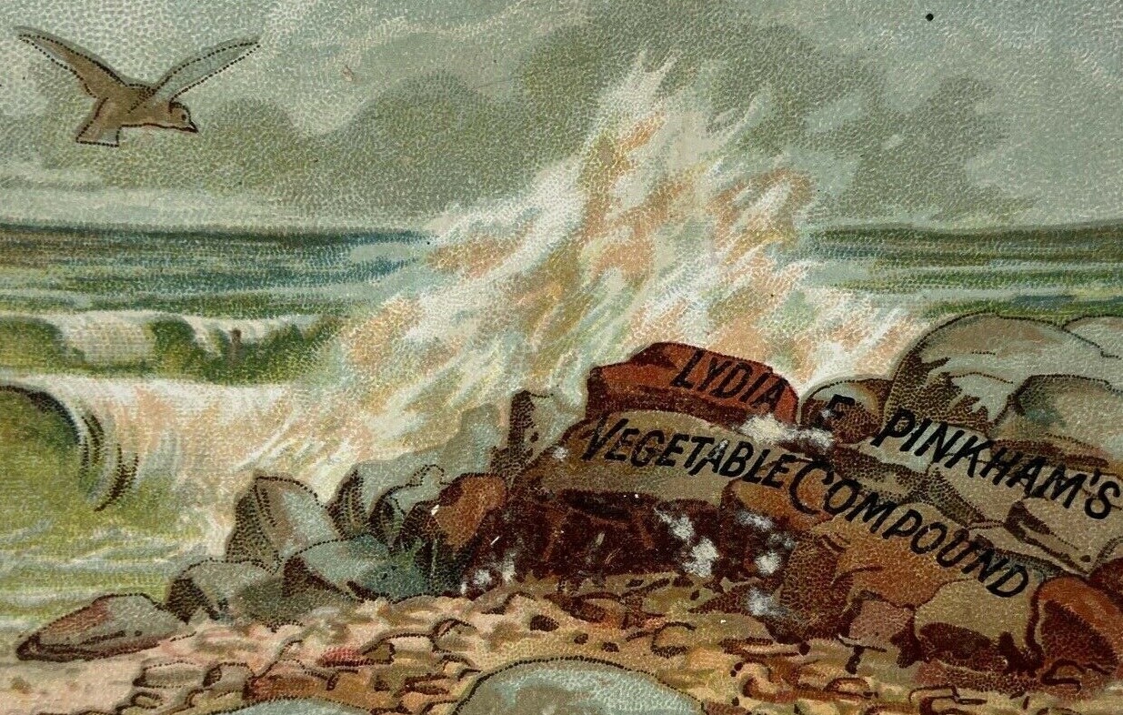 1880-90s Waves Splashing Rocks Lydia Pinkham’s Vegetable Compound Trade Card