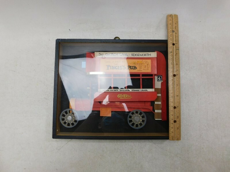 Vintage One of a Kind Double-Decker Bus Bar Advert Folk Art Piece