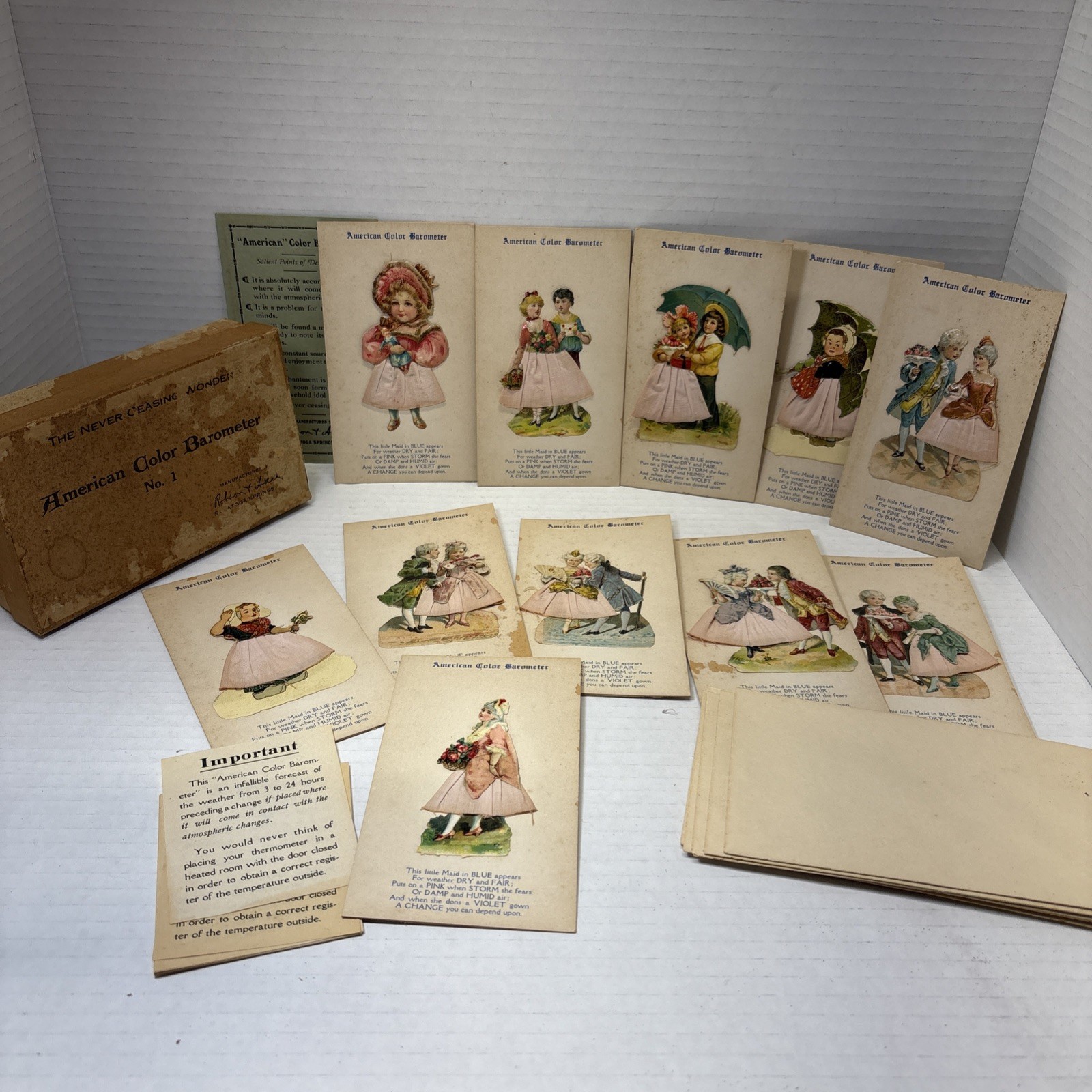 Vintage Art Deco 1920s American Color Changing Paper Barometers Rare Ephemera