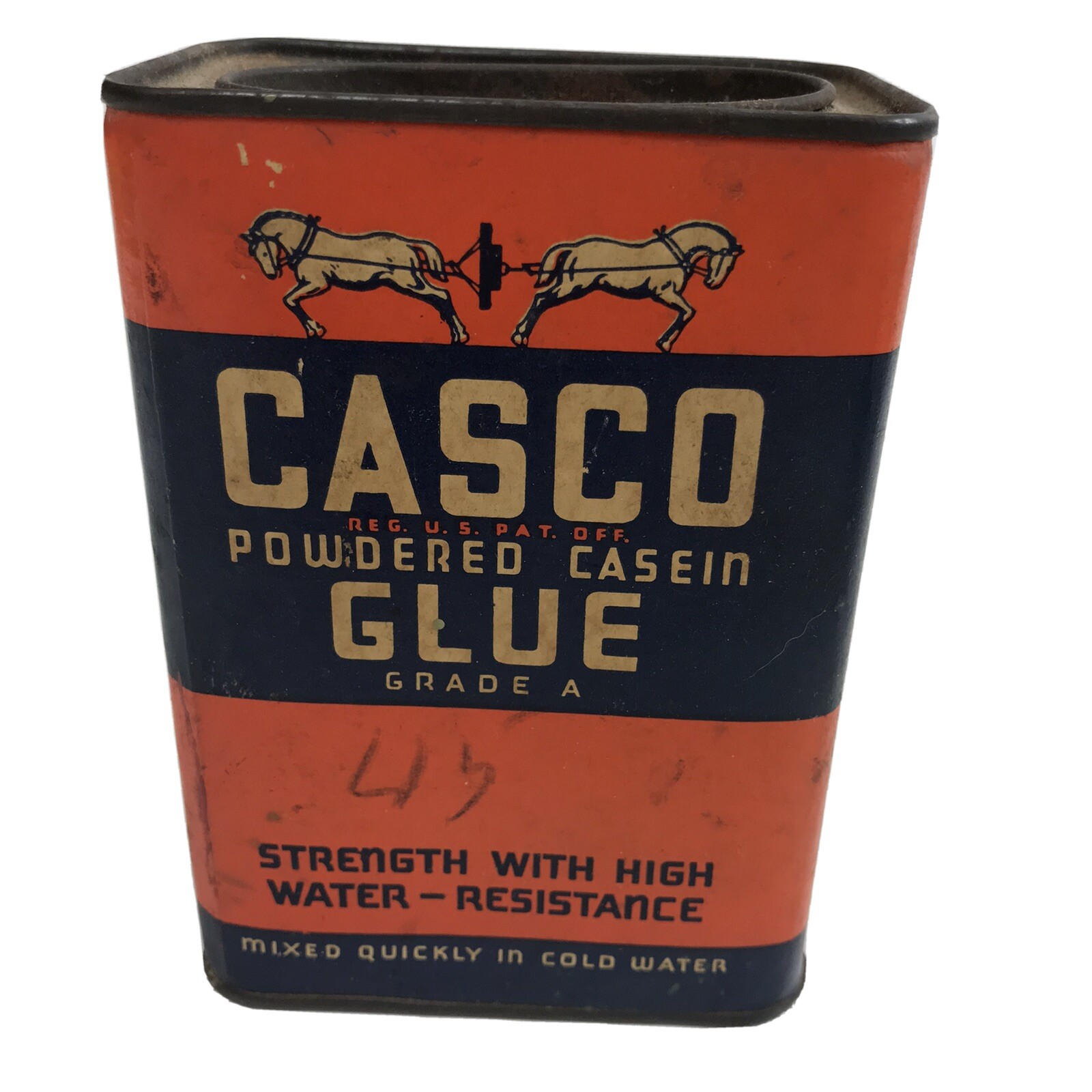 Vintage Casco Can Powdered Casein Glue Grade A Advertising Man Cave Collectible