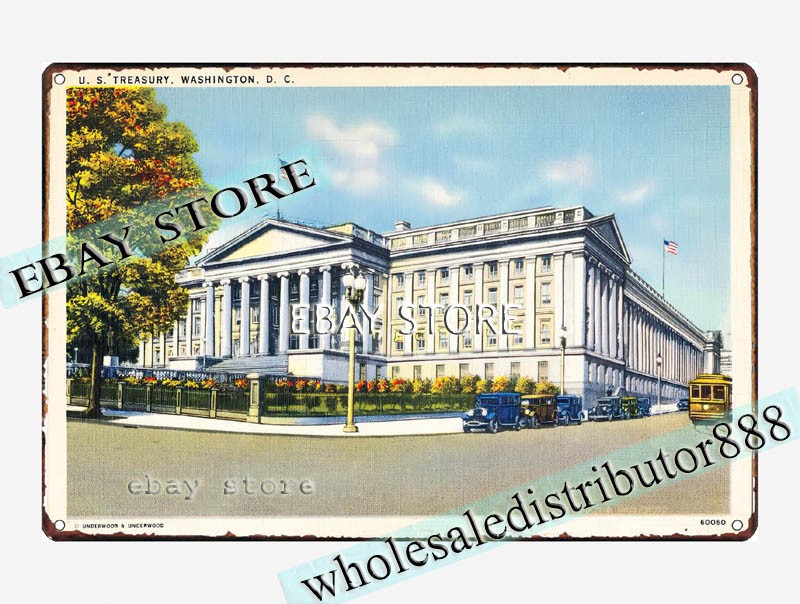 1930-45 U. S. Treasury, Washington, D. C. tin sign new bedroom design