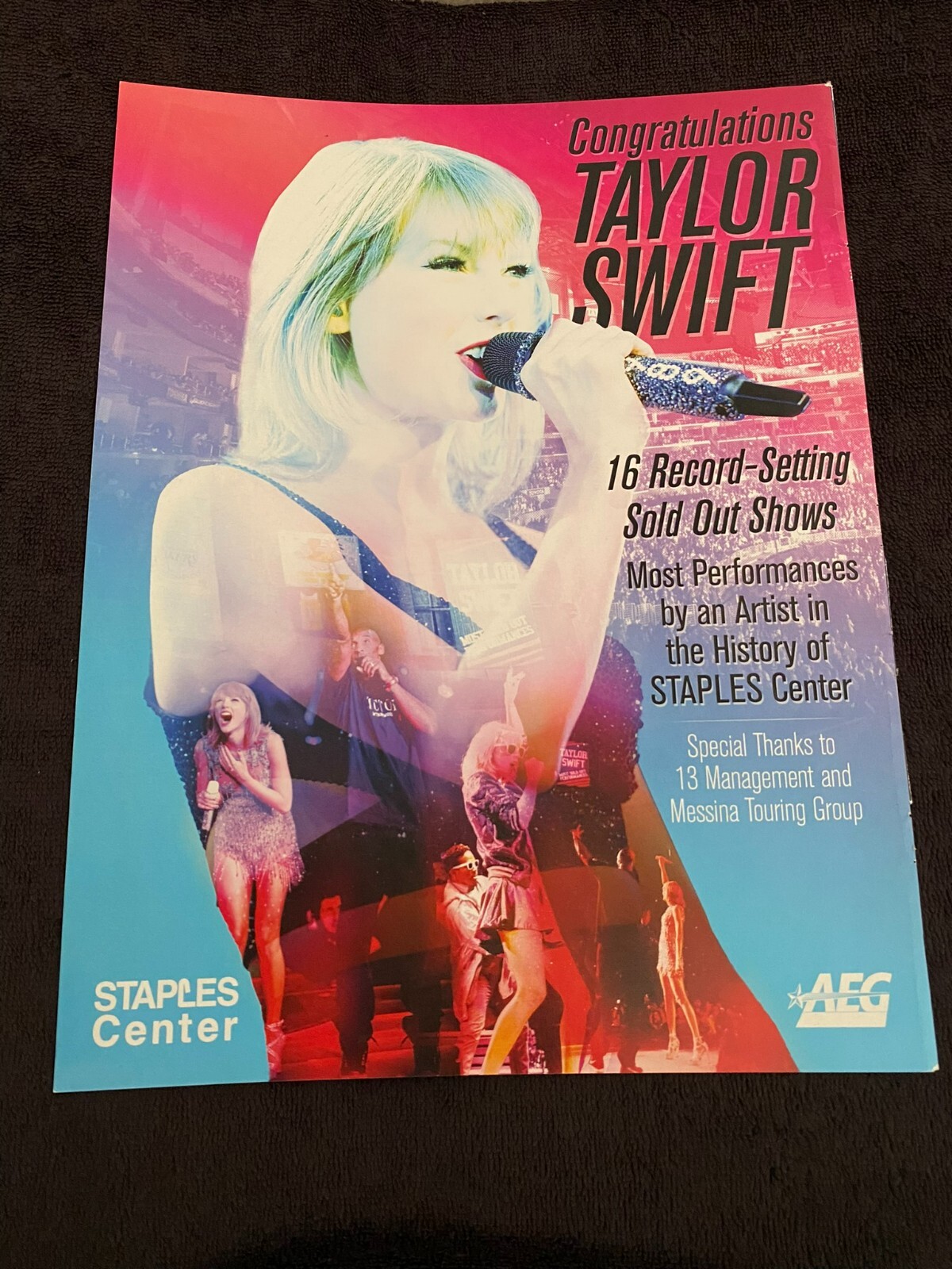 TAYLOR SWIFT ad “16 Record-Setting Sold Out Shows..in History of Staples Center”