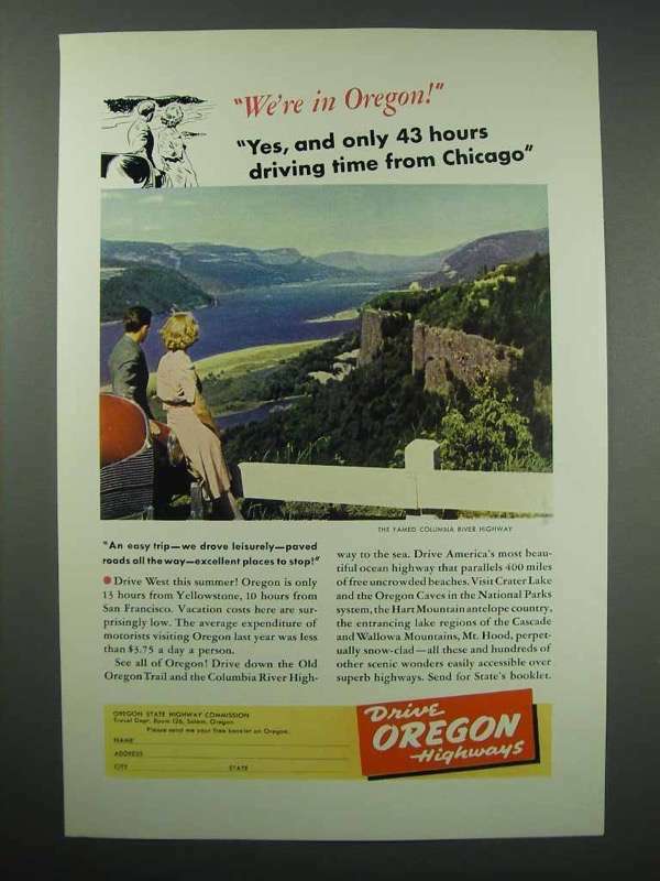 1941 Oregon Tourism Ad – Columbia River Highway