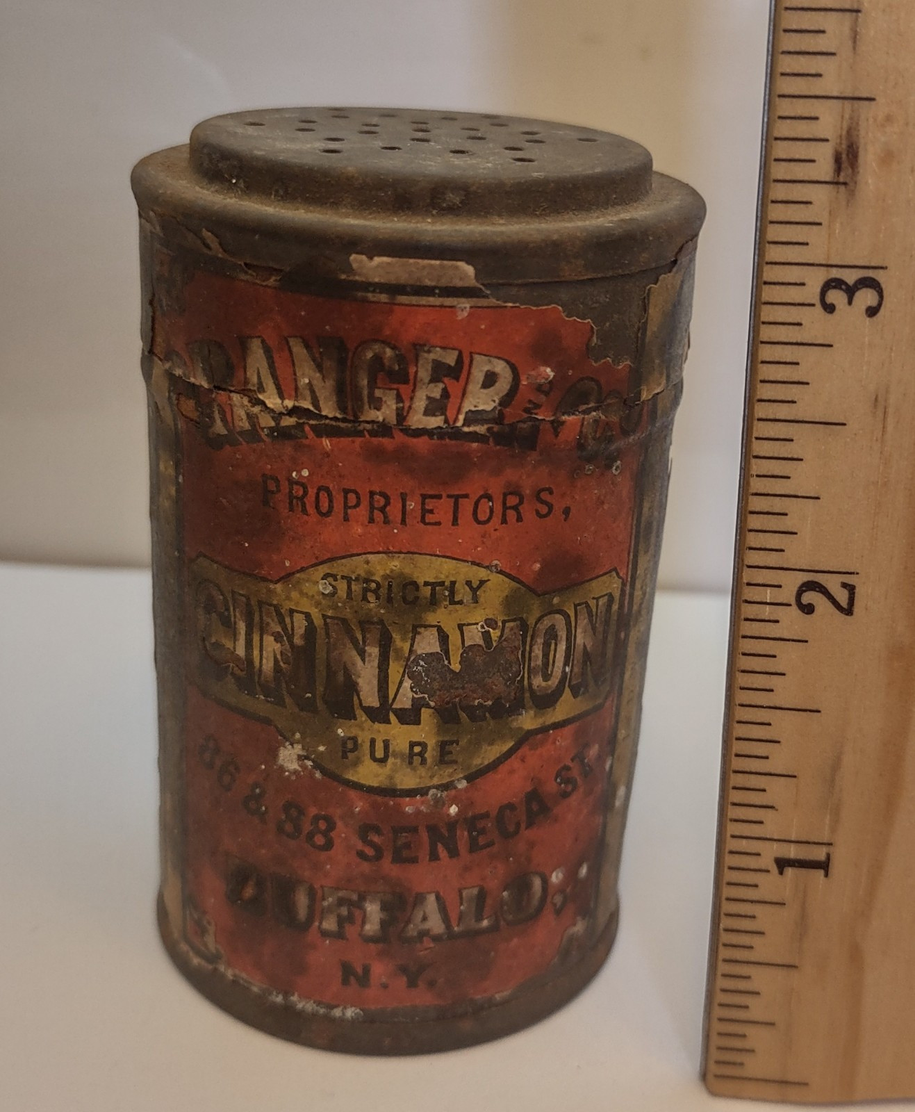 Granger Co Enterprise Mills Seneca St Buffalo NY Antique Paper Label Spice Tin