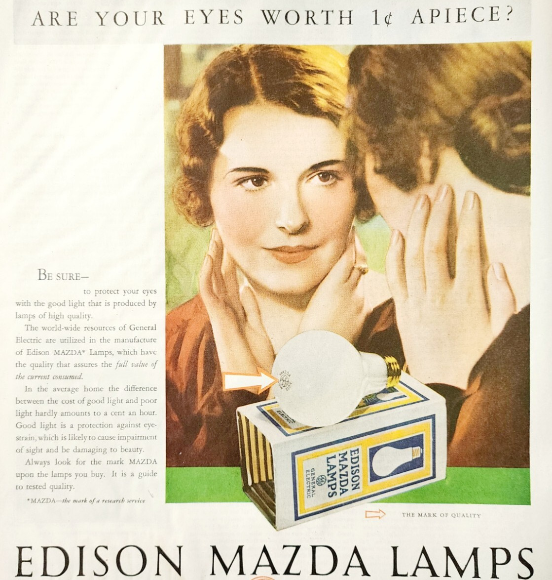 1930 Edison Mazda Lamps Light Bulbs Advertisement General Electric DWJJ19
