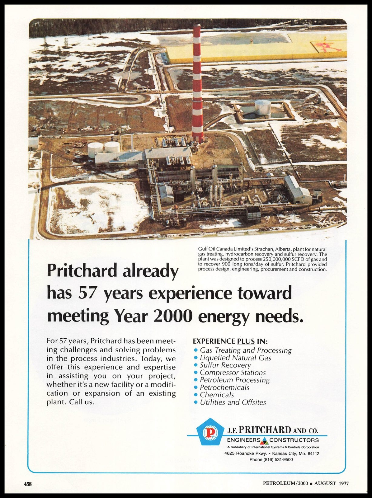 1977 J F Pritchard Strachan Alberta Gulf Oil Canada Plant Photo Vintage Print Ad
