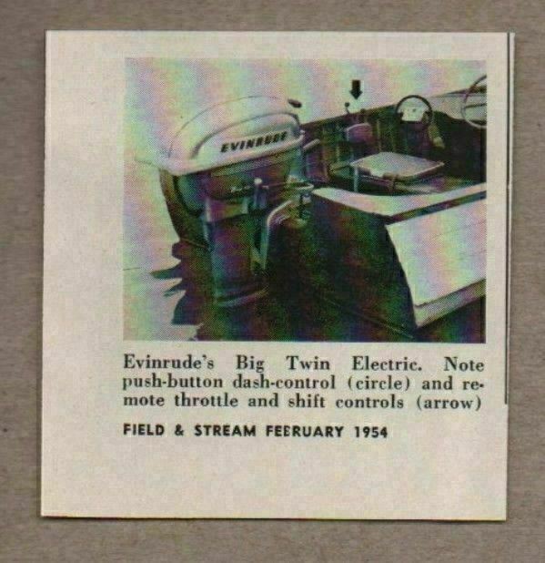 1954 Magazine Photo Evinrude Big Twin Electric Outboard Motors