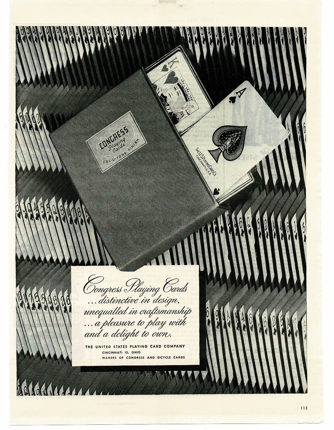 1945 Congress Playing Cards graphic illustration art Vintage Print Ad 2