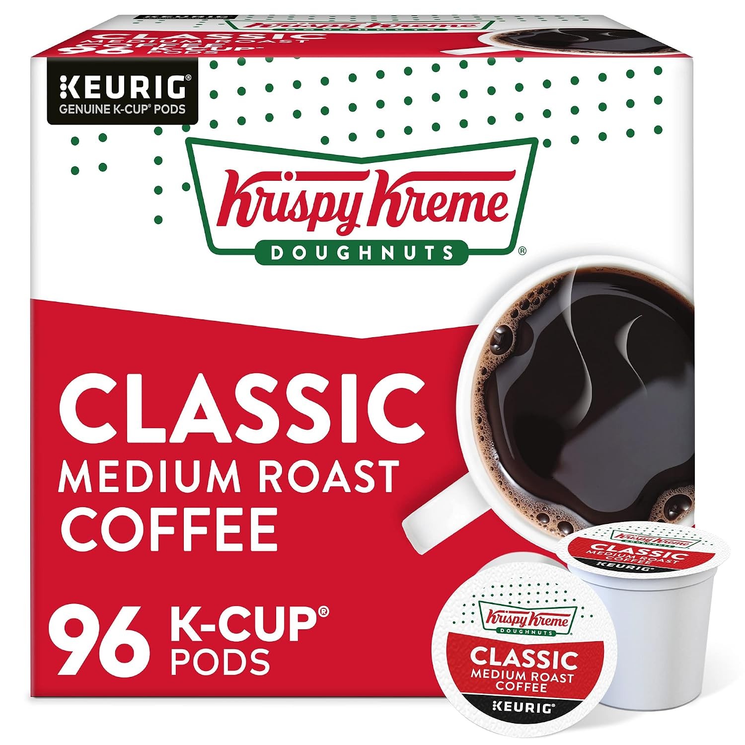 Krispy Kreme Classic Coffee, Keurig Single Serve K-Cup Pods, Medium Roast, 96