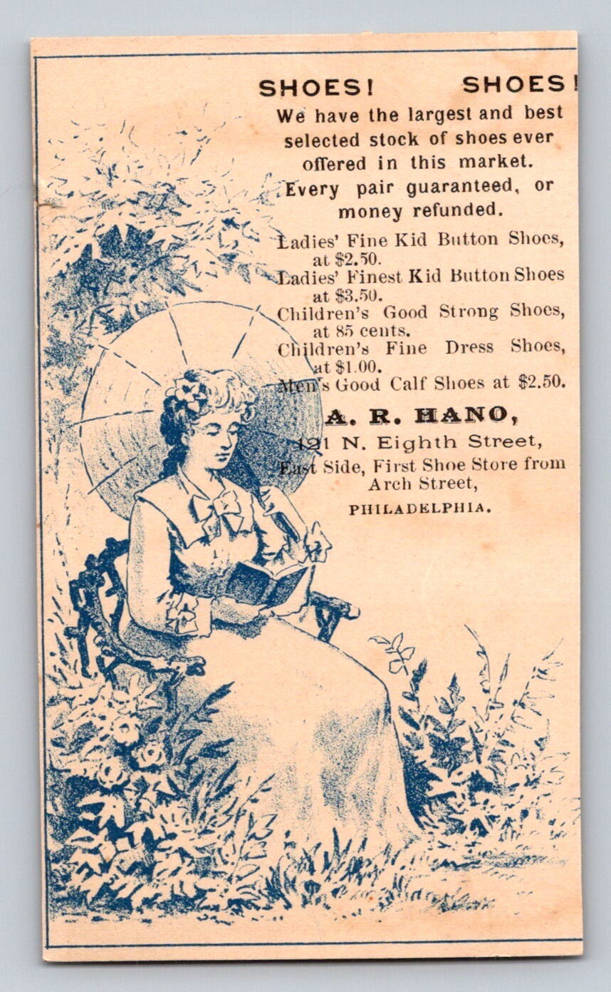 A R Hano Shoes Woman Reading Parasol Philadelphia P272