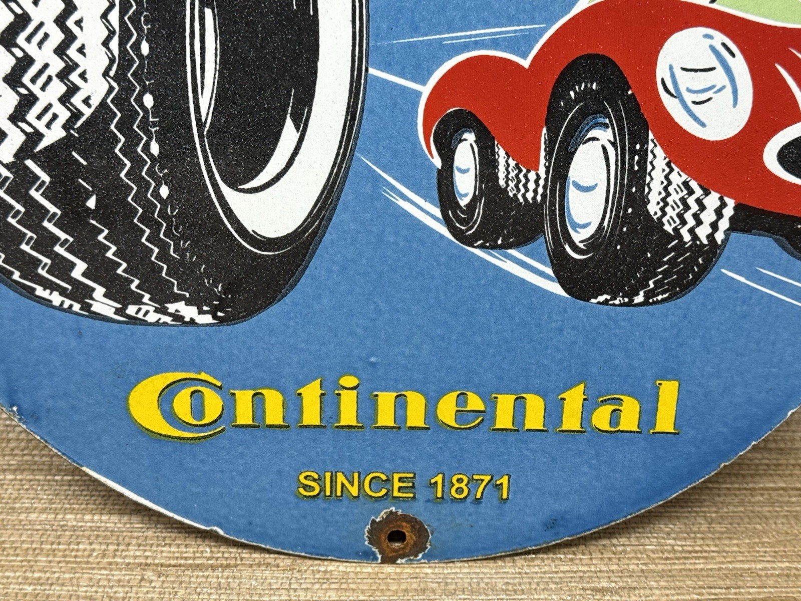 VINTAGE CONTINENTAL TIRES PORCELAIN SIGN GASOLINE SERVICE STATION PUMP PLATE