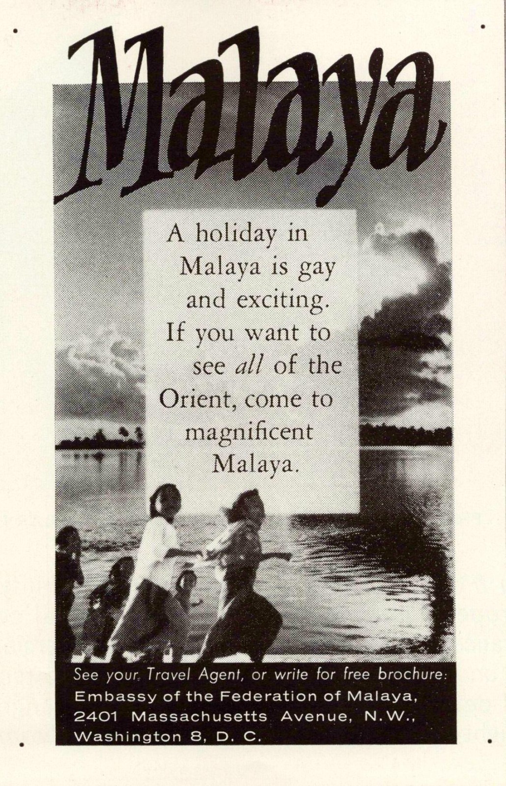1961 Malaya (Pre-Malaysia) Tourism Travel Vintage Print Ad Orient Holiday